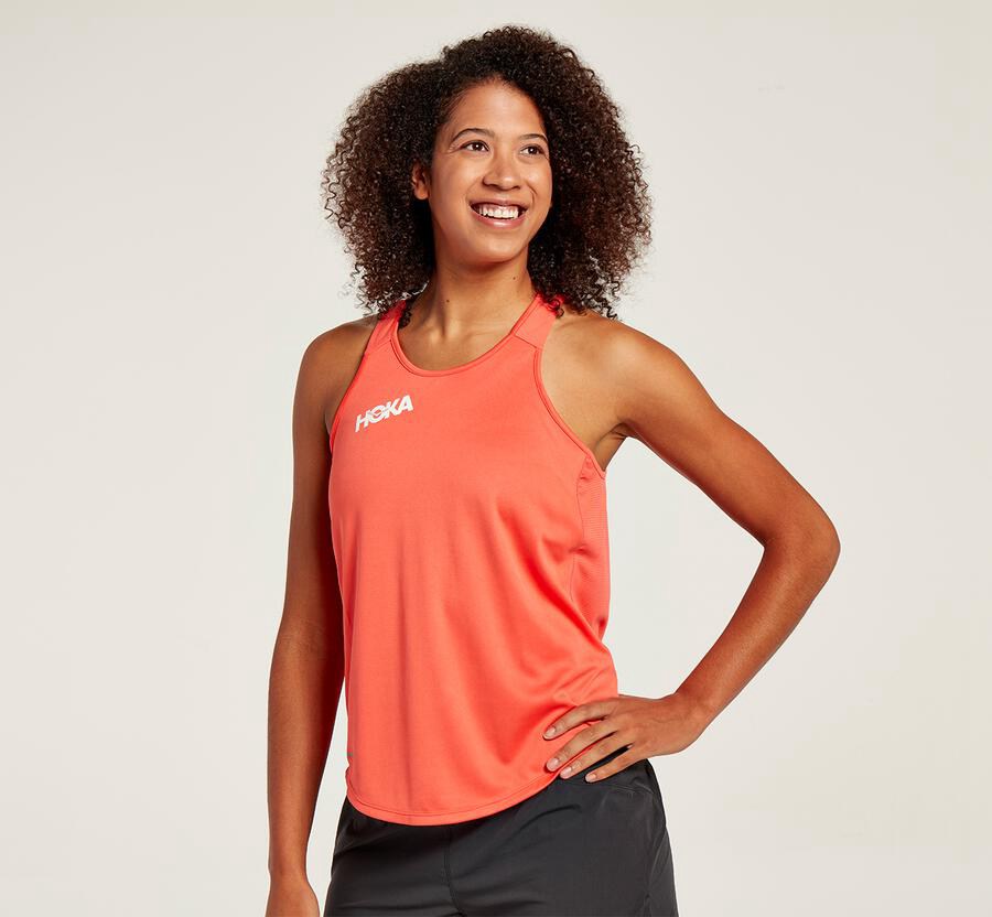 Hoka One One Top Dames - Performance Tank - Oranje - XG5074382